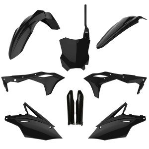 POLISPORT KOMPLET PLASTIKÓW (FULL KIT) KAWASAKI KX 250F '17-'20 W ZESTAWIE TABLICA PRZEDNIA (8665900003) I OSŁONY AMORTYZARORÓW (8351800002) KOLOR CZARNY