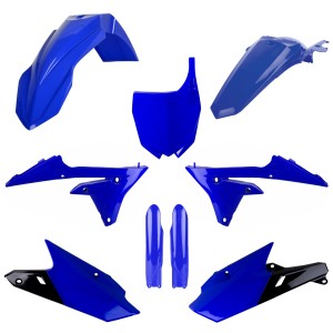 POLISPORT KOMPLET PLASTIKÓW (FULL KIT) YAMAHA YZ 250F '14-'18; YZ 450F '14-'17 W ZESTAWIE TABLICA PRZEDNIA (8678400003) I OSŁONY AMORTYZATORÓW (8352000003) KOLOR NIEBIESKI CZARNY