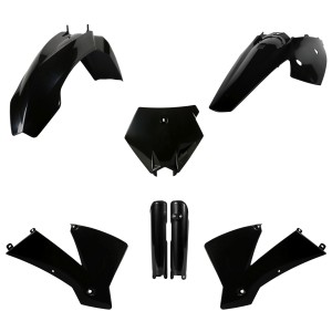 POLISPORT KOMPLET PLASTIKÓW (FULL KIT) KTM SX '03-'04 W ZESTAWIE OSŁONY AMORTYZATORÓW (8399000001) KOLOR CZARNY