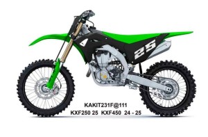 UFO 2025/11 KOMPLET PLASTIKÓW (FULL KIT) Z OSŁONAMI TELESKOPÓW (AMORTYZATORÓW) KAWASAKI KXF 250 '25, KXF 450'24-'26, KX 450X '24-'26 KOLORR CZARNY / ZIELONY