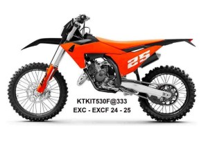 UFO 2025/11 KOMPLET PLASTIKÓW (FULL KIT) Z OSŁONAMI TELESKOPÓW (AMORTYZATORÓW) KTM EXC 150 / 250 / 300 TBI '24-'25, EXC-F 250 / 350 / 450 / 500 '24-'25 KOLOR CZARNY / POMARAŃCZOWY