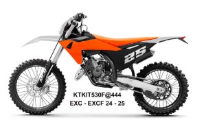 UFO 2025/11 KOMPLET PLASTIKÓW (FULL KIT) Z OSŁONAMI TELESKOPÓW (AMORTYZATORÓW) KTM EXC 150 / 250 / 300 TBI '24-'25, EXC-F 250 / 350 / 450 / 500 '24-'25 KOLOR BIAŁY / POMARAŃCZOWY / CZARNY