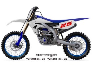 UFO 2025/11 KOMPLET PLASTIKÓW (FULL KIT) Z OSŁONAMI TELESKOPÓW (AMORTYZATORÓW) YAMAHA YZF 250 '24-'26, YZF 450 '23-'25 KOLOR BIAŁY / NIEBIESKI