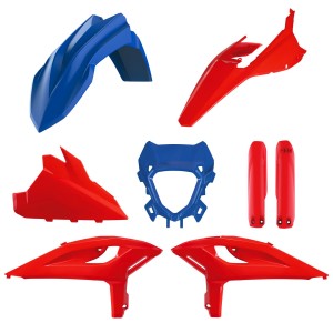 POLISPORT KOMPLET PLASTIKÓW (FULL KIT) BETA RR 2T/4T RACING '25-'26; RR 2T/4T X-PRO '25-'26 W ZESTAWIE OSŁONA LAMPY (8399100004) I OSŁONY AMORTYZATORÓW (8399100001) KOLOR CZERWONY NIEBIESKI