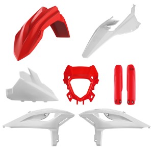 POLISPORT KOMPLET PLASTIKÓW (FULL KIT) BETA RR 2T/4T RACING '25-'26; RR 2T/4T X-PRO '25-'26 W ZESTAWIE OSŁONA LAMPY (8681200001) I OSŁONY AMORTYZATORÓW (8399100001) KOLOR CZERWONY BIAŁY