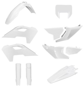 POLISPORT KOMPLET PLASTIKÓW (FULL KIT) HUSQVARNA TE/FE '24-'25 W ZESTAWIE OSŁONA LAMPY PRZEDNIEJ (8681500001) I OSŁONY AMORTYZATORÓW (8352500001) KOLOR BIAŁY