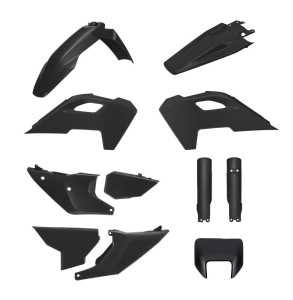 POLISPORT KOMPLET PLASTIKÓW (FULL KIT) HUSQVARNA TE/FE '24-'25 W ZESTAWIE OSŁONA LAMPY PRZEDNIEJ (8681500002) I OSŁONY AMORTYZATORÓW (8352500002) KOLOR CZARNY