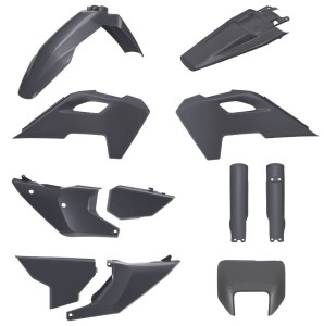 POLISPORT KOMPLET PLASTIKÓW (FULL KIT) HUSQVARNA TE/FE '24-'25 W ZESTAWIE OSŁONA LAMPY PRZEDNIEJ (8681500003) I OSŁONY AMORTYZATORÓW (8476600003) KOLOR SZARY (N-GRAY)