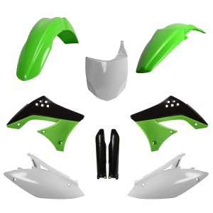 POLISPORT KOMPLET PLASTIKÓW (FULL KIT) KAWASAKI KX 450F '09-'11 W ZESTAWIE TABLICA PRZEDNIA (8656800002) I OSŁONY AMORTYZARORÓW (8351800002) KOLOR ZIELONY
