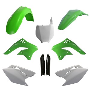 POLISPORT KOMPLET PLASTIKÓW (FULL KIT) KAWASAKI KX 450F '06-'08 W ZESTAWIE TABLICA PRZEDNIA (8660800002) I OSŁONY AMORTYZARORÓW (8351800002) KOLOR ZIELONY
