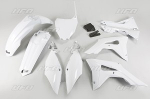UFO KOMPLET PLASTIKÓW HONDA CRF 250R '18-'21, CRF 450R '17-'20 Z OSŁONAMI FILTRA POWIETRZA KOLOR BIAŁY (HO123E041)