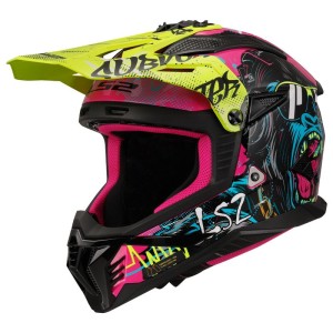 KASK LS2 MX708 FAST II GORILLA  PURPLE H-V YEL 25MX